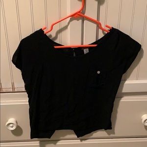 Black open back crop top
